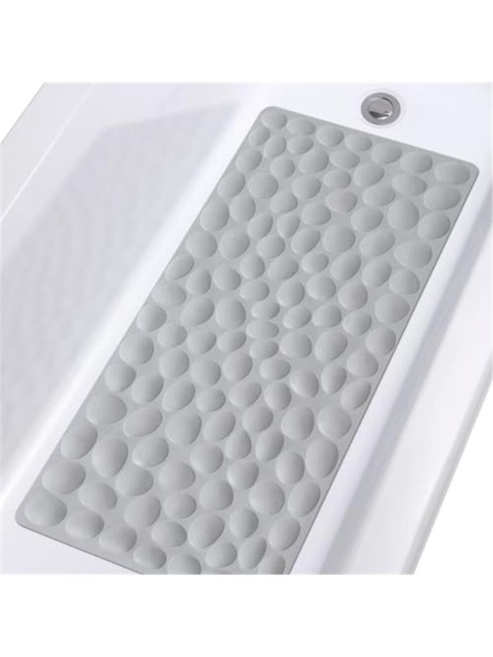 Non Slip Bathtub Mat Grey Rubber Shower Bath Mat Suction Cups Washable 31.5 x 16